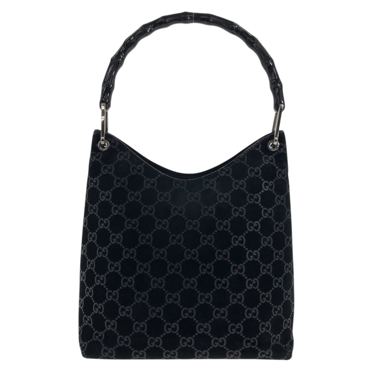 23342
GUCCI グッチ バンブー GG柄 ブラック 黒 シルバー金具 スウェード 001 3007 ショルダーバッグ レディース AB28