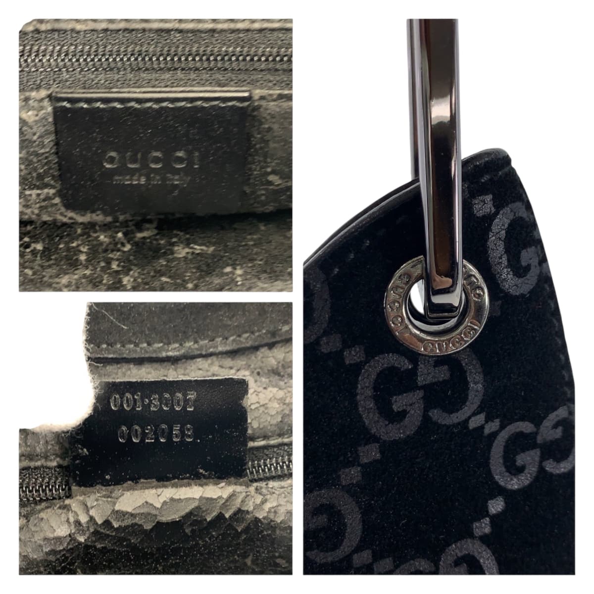 23342
GUCCI グッチ バンブー GG柄 ブラック 黒 シルバー金具 スウェード 001 3007 ショルダーバッグ レディース AB28