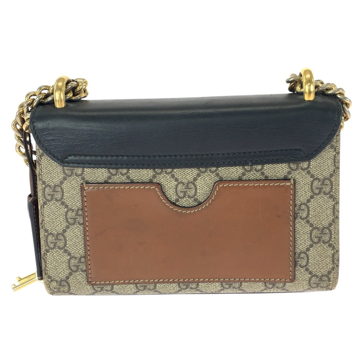 23343
GUCCI グッチ パドロック ベージュ ブラック ゴールド金具 GGスプリームキャンバス / レザー 409487 チェーンショルダーバッグ レディース AB48