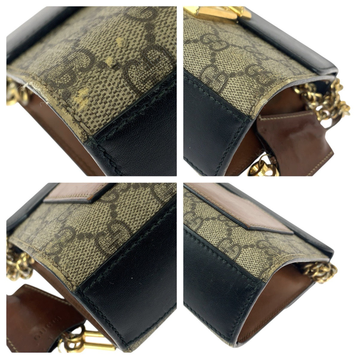 23343
GUCCI グッチ パドロック ベージュ ブラック ゴールド金具 GGスプリームキャンバス / レザー 409487 チェーンショルダーバッグ レディース AB48