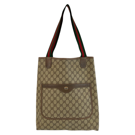 23344
GUCCI グッチ ヴィンテージ シェリーライン ベージュ GGスプリームキャンバス / レザー 39 02 003 トートバッグ ショルダーバッグ レディース ABP34