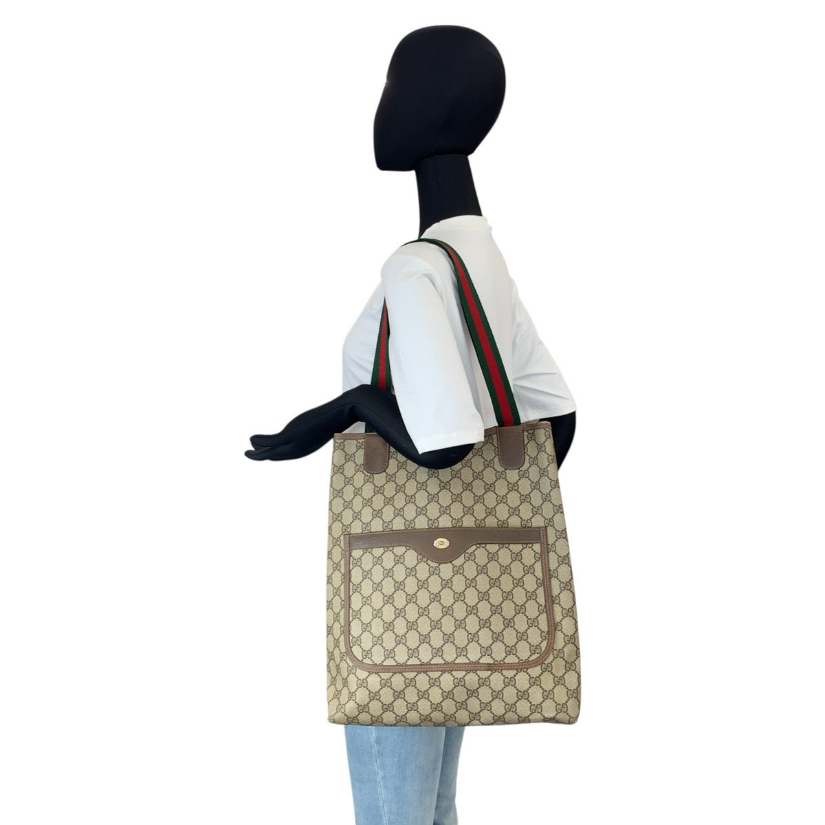 23344
GUCCI グッチ ヴィンテージ シェリーライン ベージュ GGスプリームキャンバス / レザー 39 02 003 トートバッグ ショルダーバッグ レディース ABP34