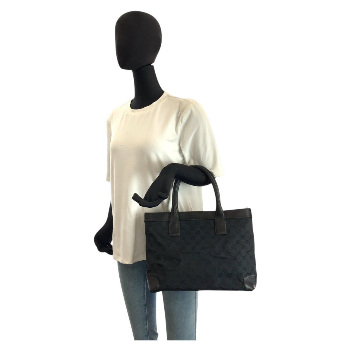 23345
GUCCI グッチ ブラック 黒 GGキャンバス / レザー 002 1119 トートバッグ ハンドバッグ レディース ABP38