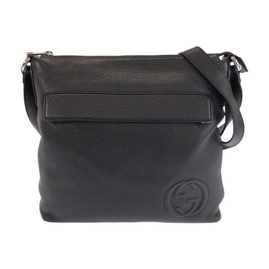 23346
GUCCI グッチ インターロッキング ブラック 黒 シルバー金具 レザー 3322059 ショルダーバッグ メッセンジャーバッグ メンズ ABP60