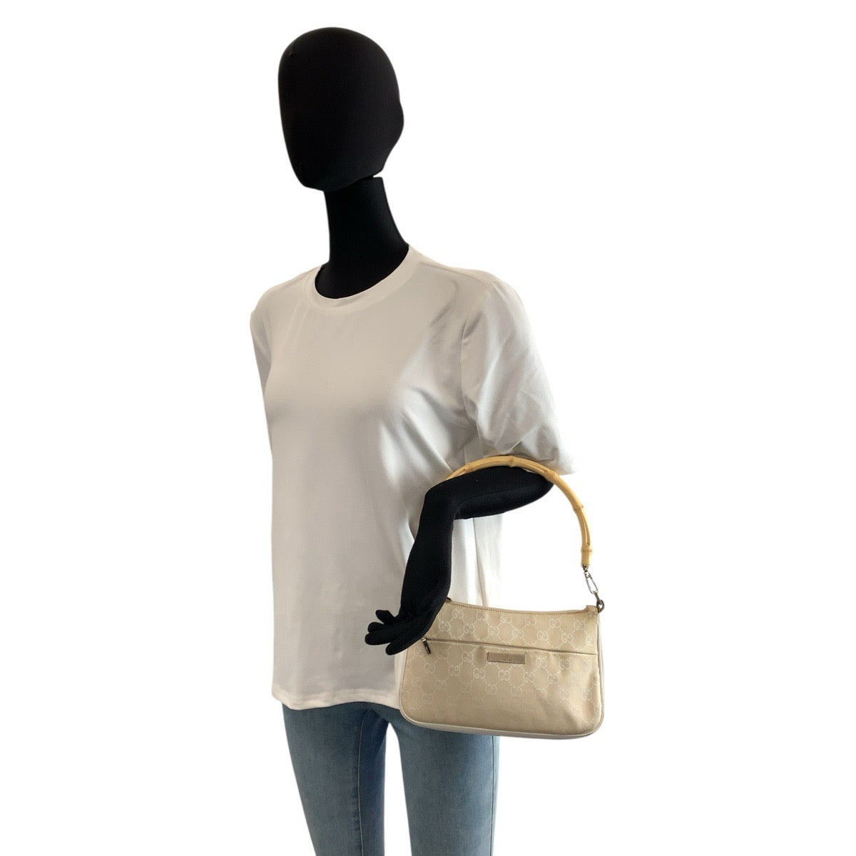 23347
GUCCI グッチ バンブー ベージュ シルバー金具 GGキャンバス / レザー 001 3870 ハンドバッグ レディース ABP36