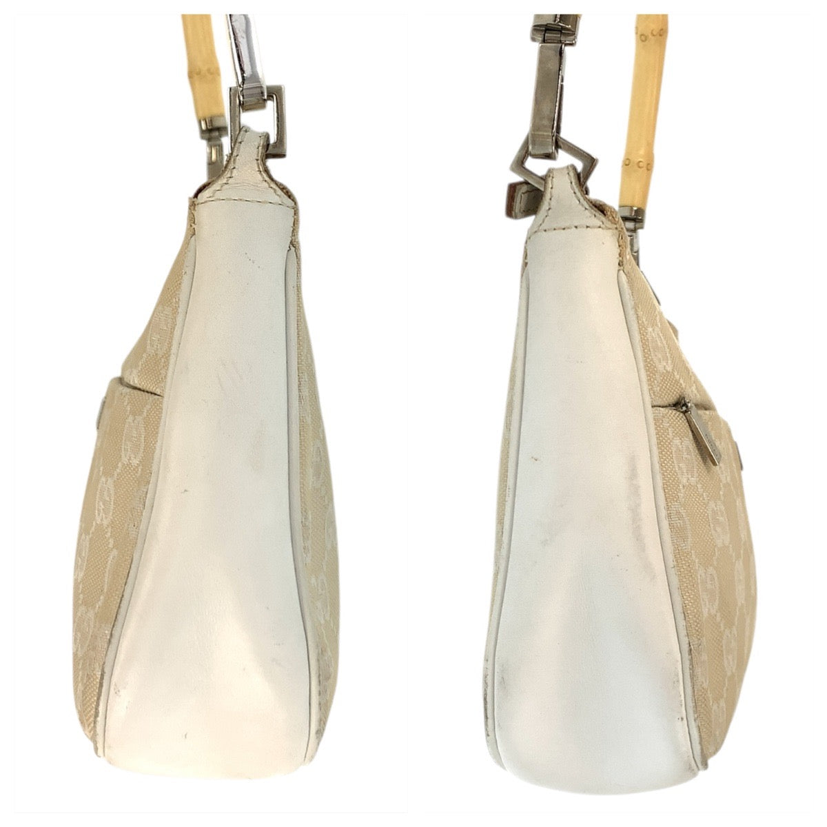 23347
GUCCI グッチ バンブー ベージュ シルバー金具 GGキャンバス / レザー 001 3870 ハンドバッグ レディース ABP36