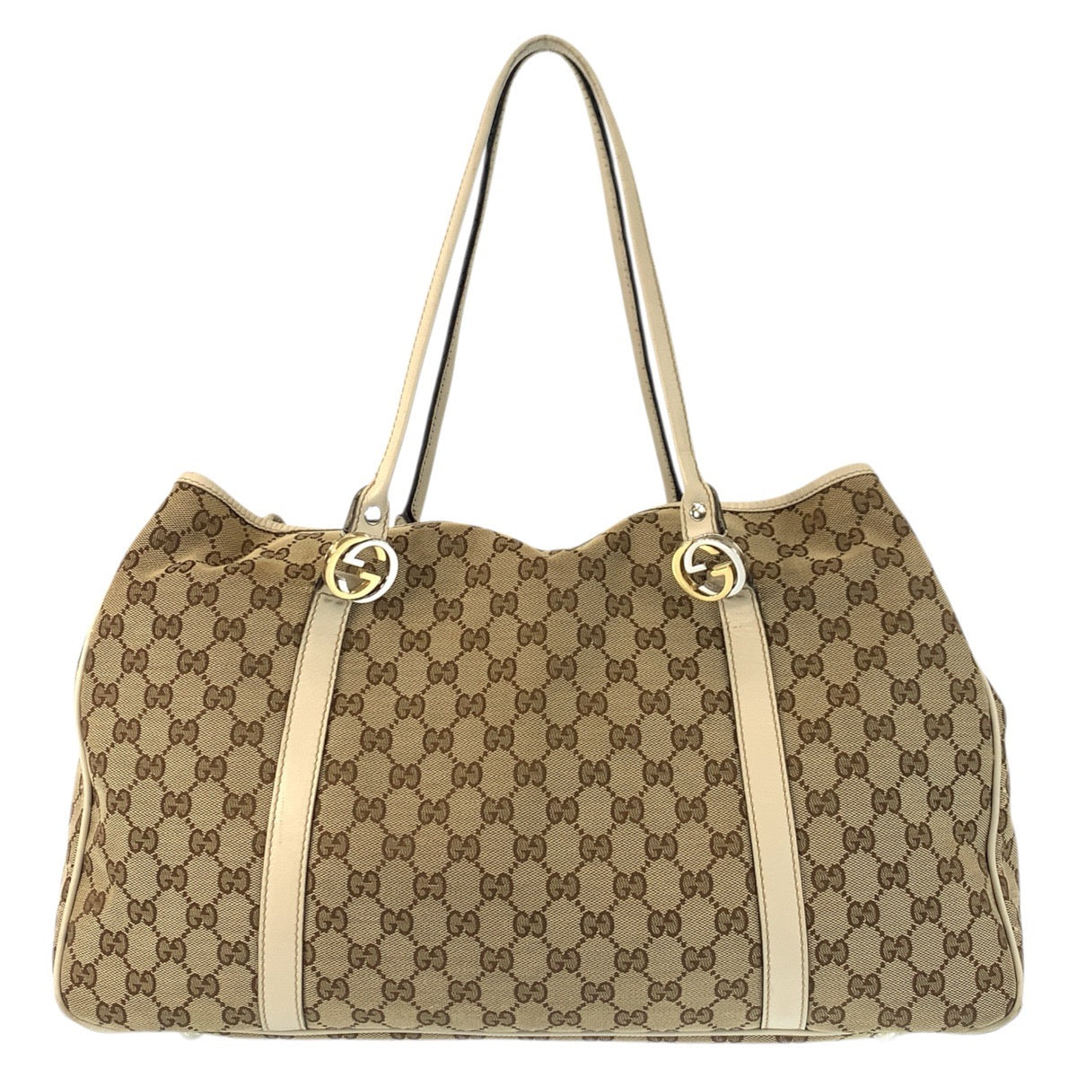 23348
GUCCI グッチ GGツインズ ベージュ ホワイト ゴールド金具 GGキャンバス / レザー 232956 トートバッグ ショルダーバッグ レディース AB32