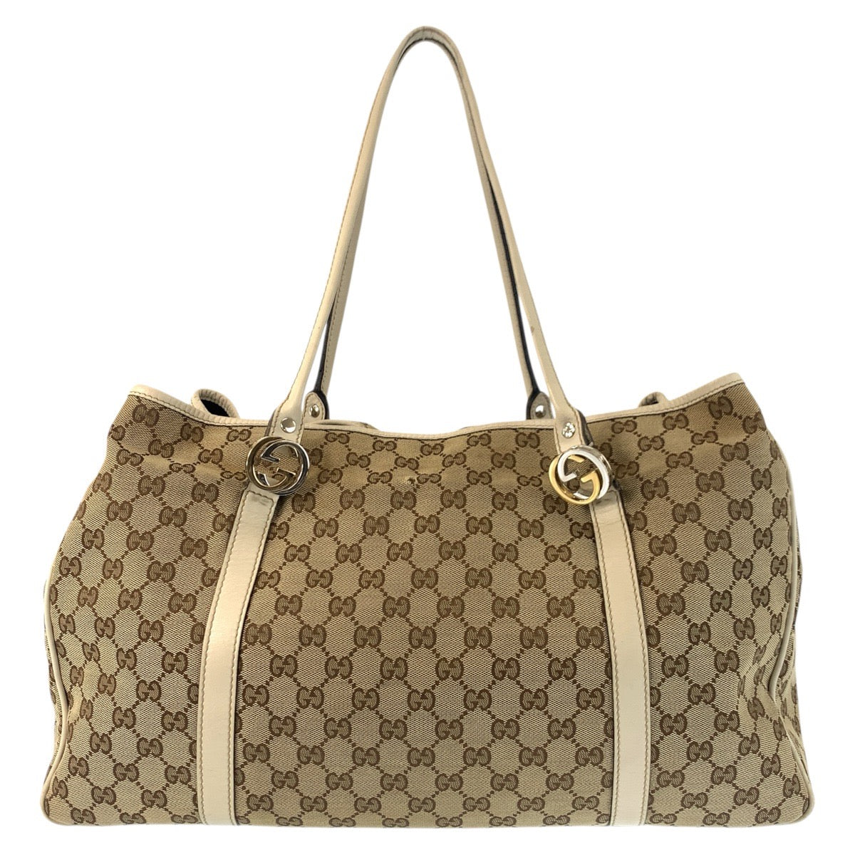 23348
GUCCI グッチ GGツインズ ベージュ ホワイト ゴールド金具 GGキャンバス / レザー 232956 トートバッグ ショルダーバッグ レディース AB32