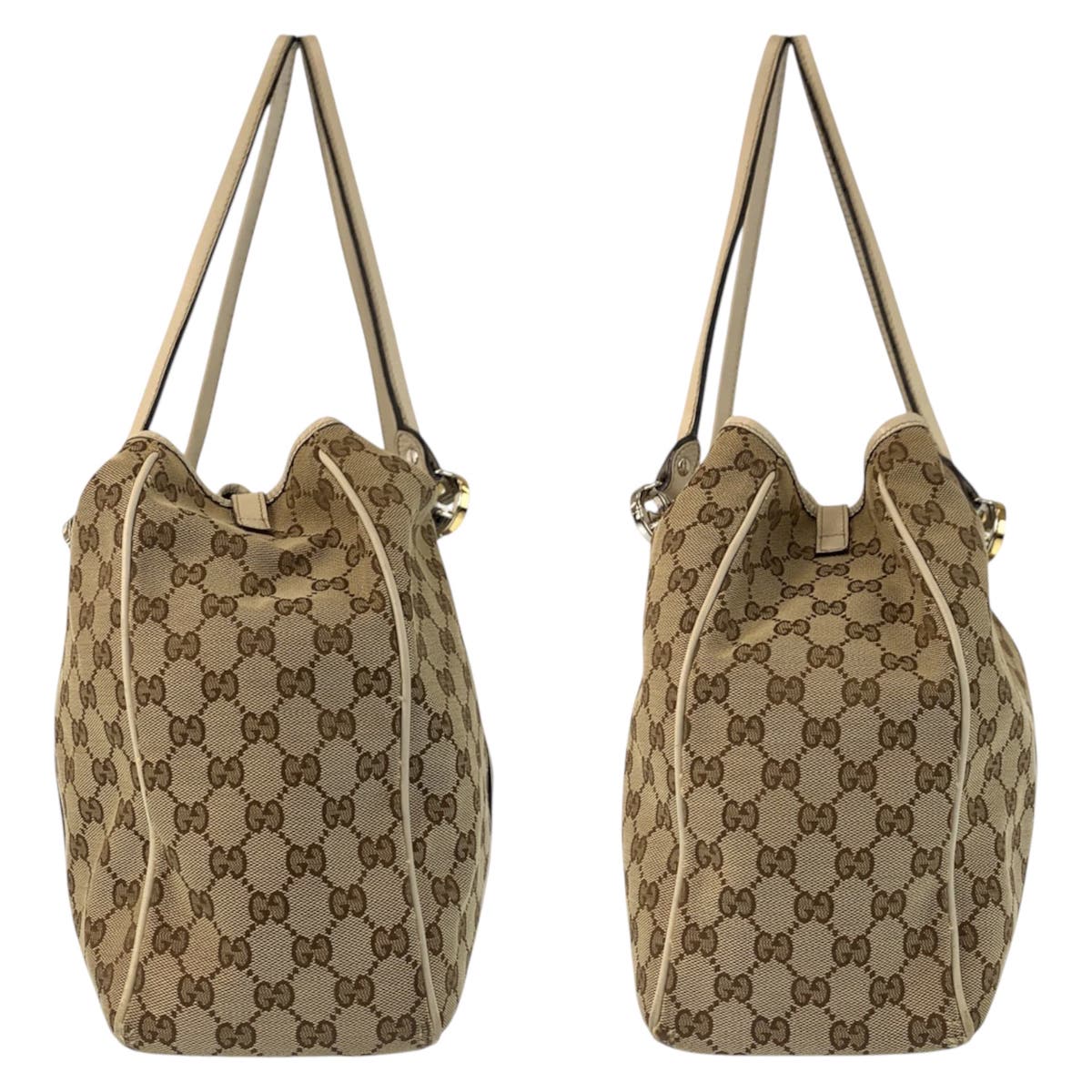 23348
GUCCI グッチ GGツインズ ベージュ ホワイト ゴールド金具 GGキャンバス / レザー 232956 トートバッグ ショルダーバッグ レディース AB32