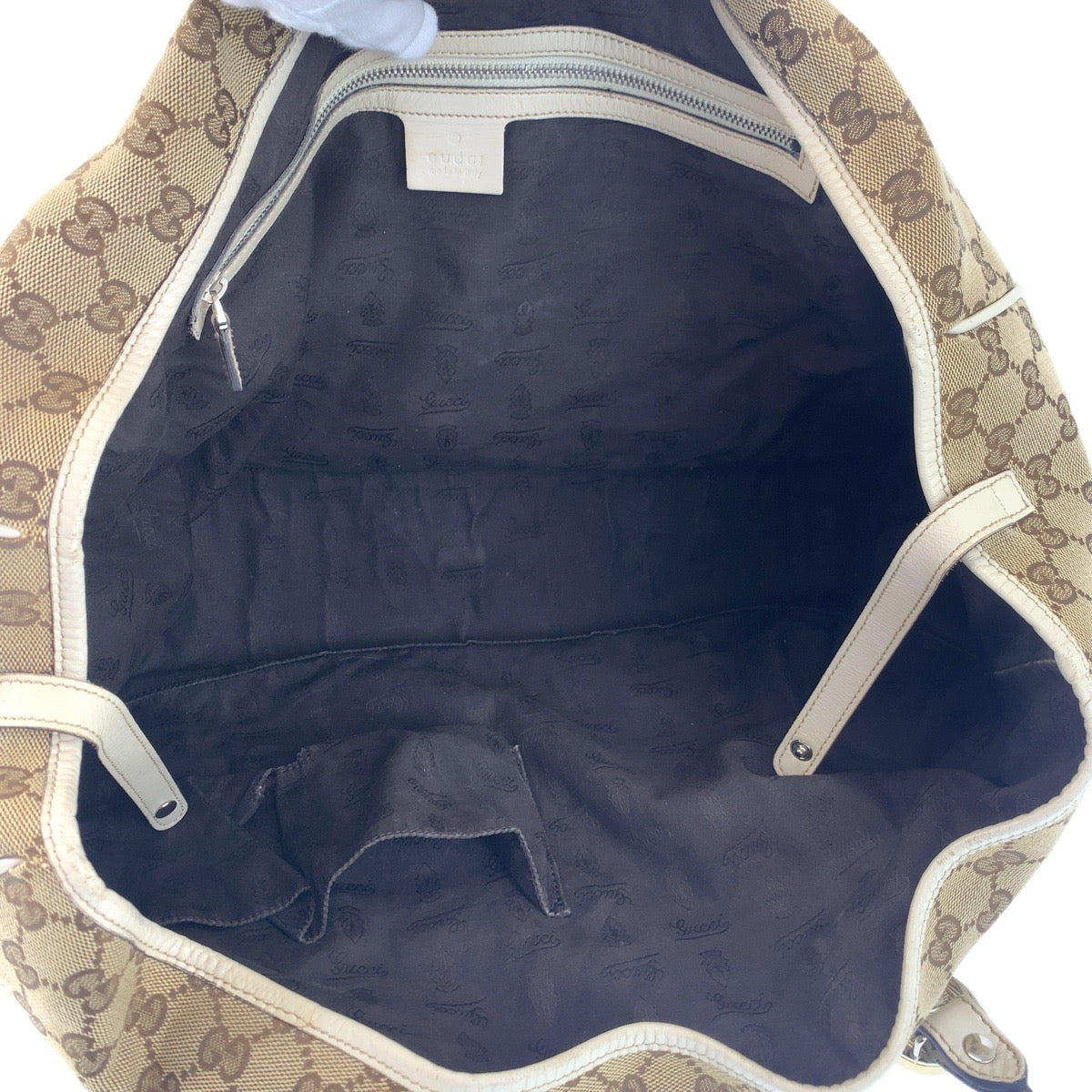 23348
GUCCI グッチ GGツインズ ベージュ ホワイト ゴールド金具 GGキャンバス / レザー 232956 トートバッグ ショルダーバッグ レディース AB32