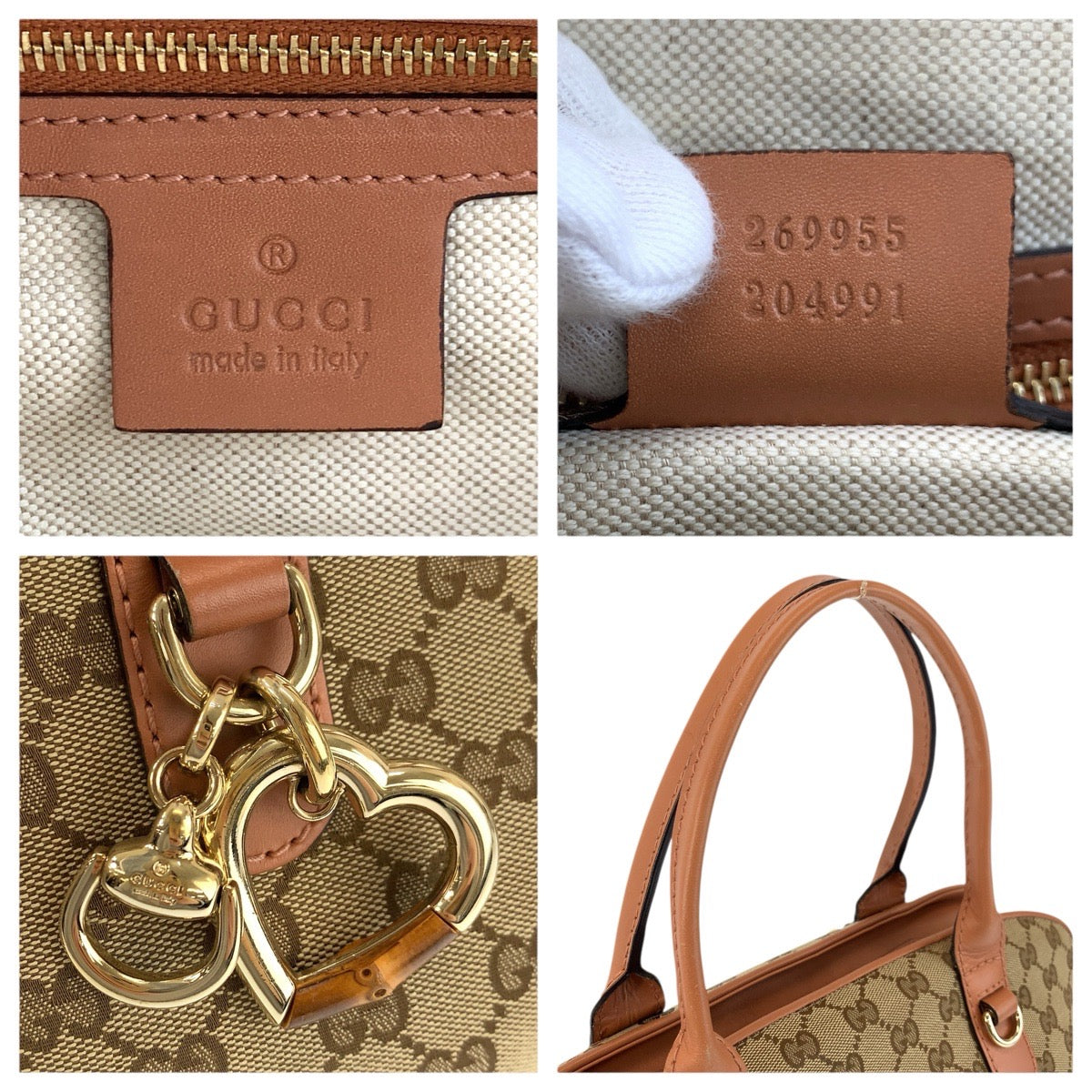23349
GUCCI グッチ ハートビット ベージュ ピンク ゴールド金具 GGキャンバス / レザー 269955 ハンドバッグ ショルダーバッグ 2way レディース A65