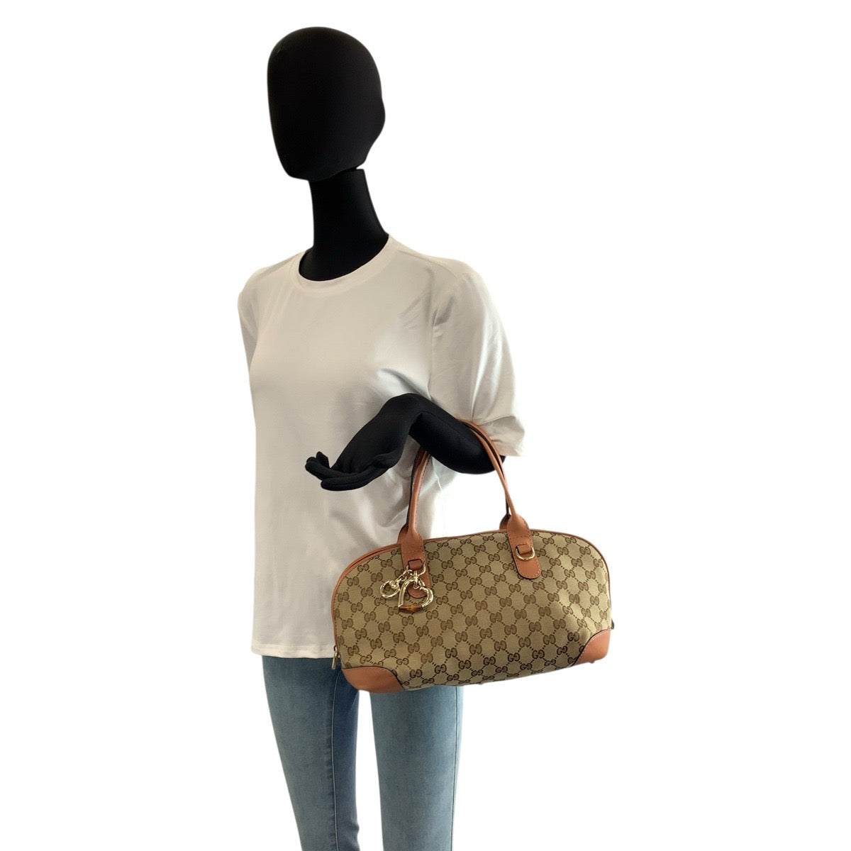 23349
GUCCI グッチ ハートビット ベージュ ピンク ゴールド金具 GGキャンバス / レザー 269955 ハンドバッグ ショルダーバッグ 2way レディース A65