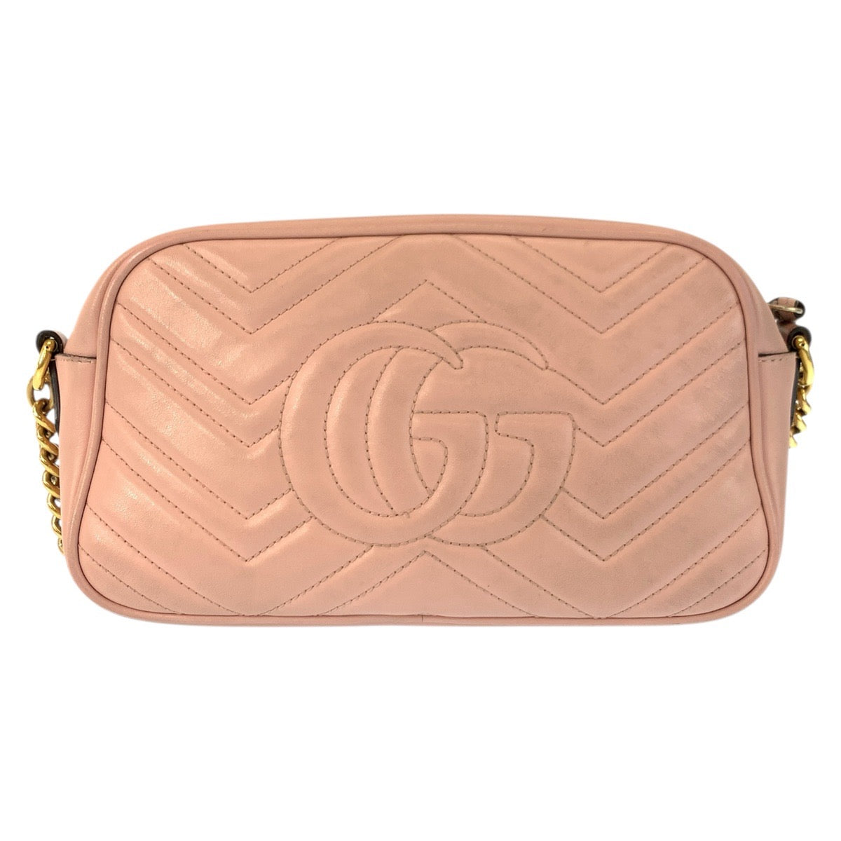 23350
GUCCI グッチ GGマーモント ピンク ゴールド金具 レザー 447632 ショルダーバッグ ポシェット レディース AB80