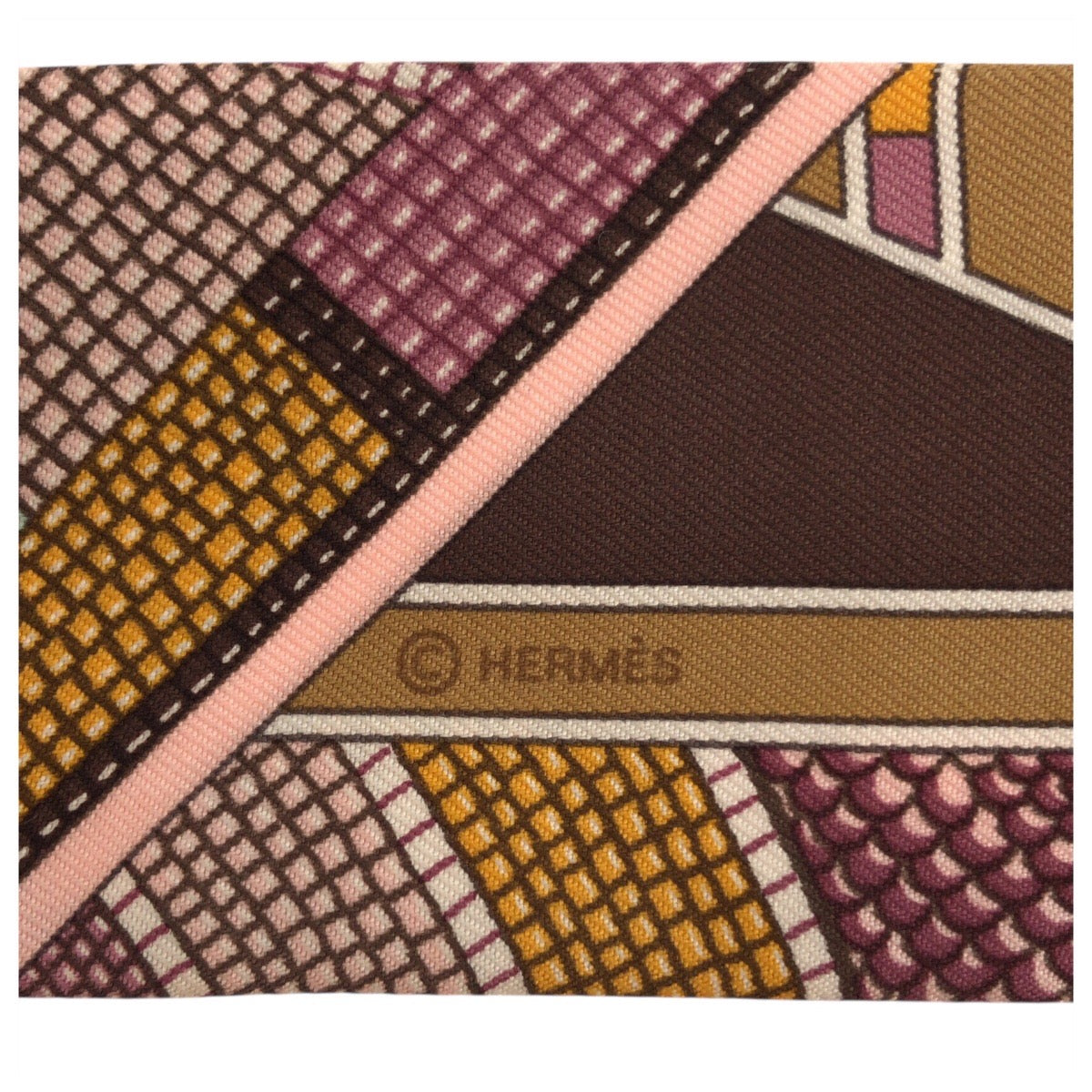 23351
HERMES エルメス 草原のインディアンアート ツイリー オレンジ ブラウン シルク スカーフ リボンスカーフ レディース ABP16