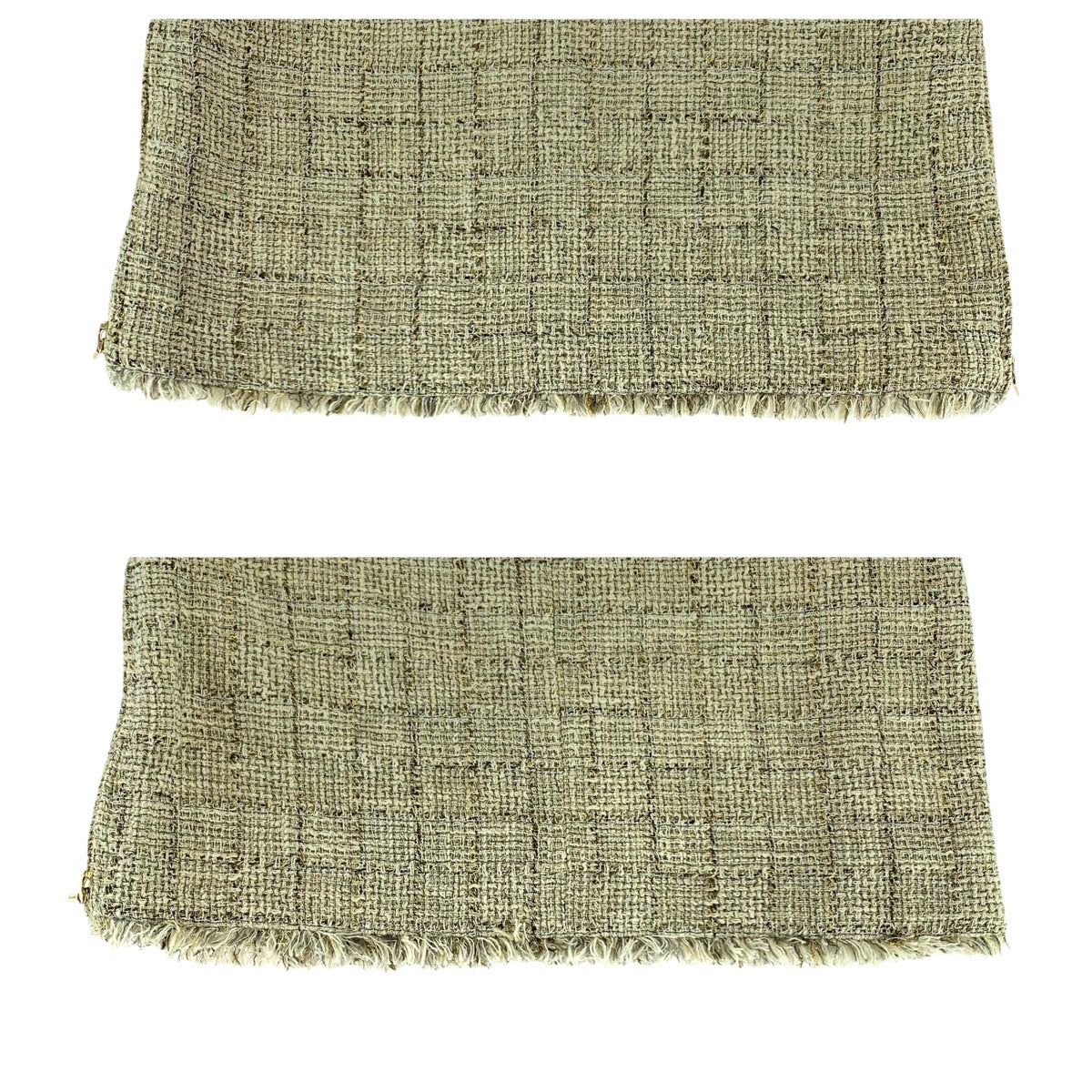 23352
CHANEL シャネル ツイード ココマークハンガー付き サイズ34 ベージュ ゴールド金具 コットン / シルク P38115 スカート レディース A38