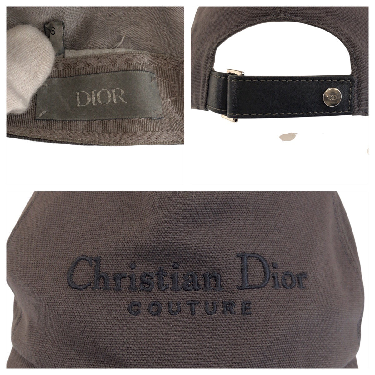 23353
Christian Dior クリスチャンディオール グレー シルバー金具 コットン キャップ 帽子 レディース ABP30