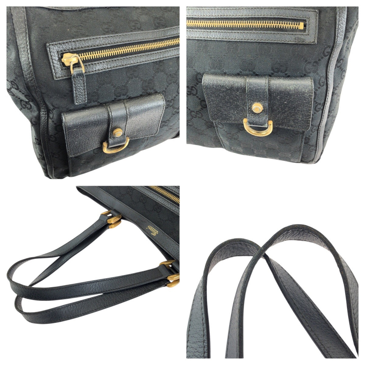 23357
GUCCI グッチ アビー ブラック 黒 ゴールド金具 GGキャンバス / レザー 146247 トートバッグ ショルダーバッグ レディース AB28