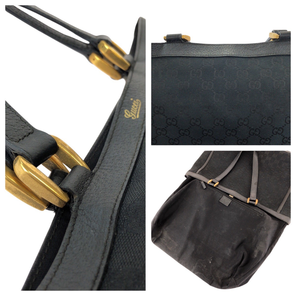 23357
GUCCI グッチ アビー ブラック 黒 ゴールド金具 GGキャンバス / レザー 146247 トートバッグ ショルダーバッグ レディース AB28