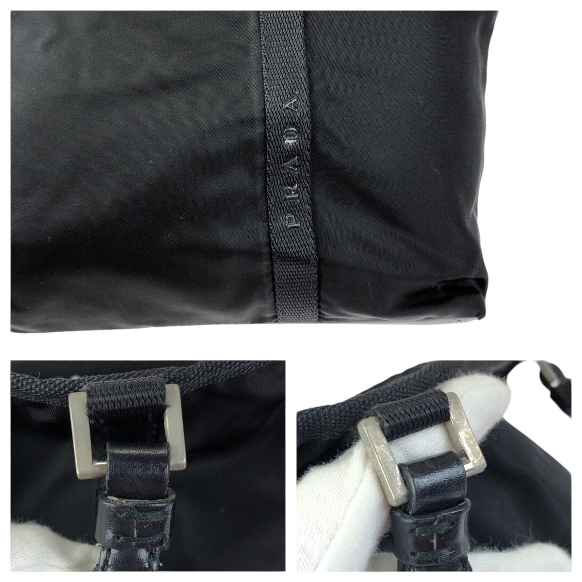 23359
PRADA プラダ テスート ブラック 黒 シルバー金具 ナイロン / レザー トートバッグ ショルダーバッグ レディース AB28