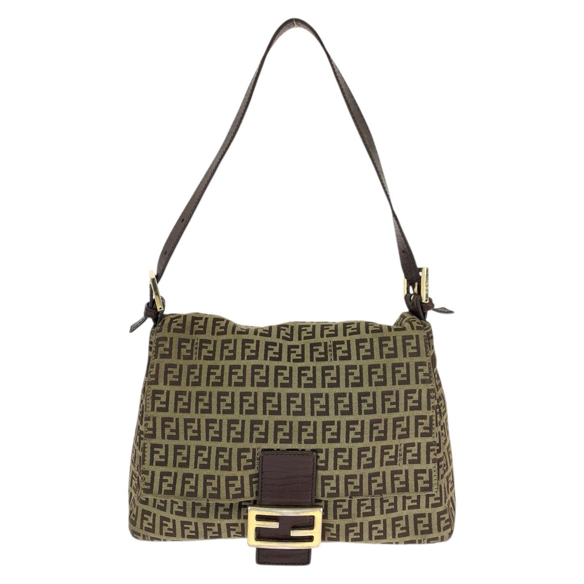 23361
FENDI フェンディ ヴィンテージ ズッキーノ マンマバケット ブラウン ゴールド金具 キャンバス / レザー 8BR001 ショルダーバッグ ハンドバッグ レディース AB80