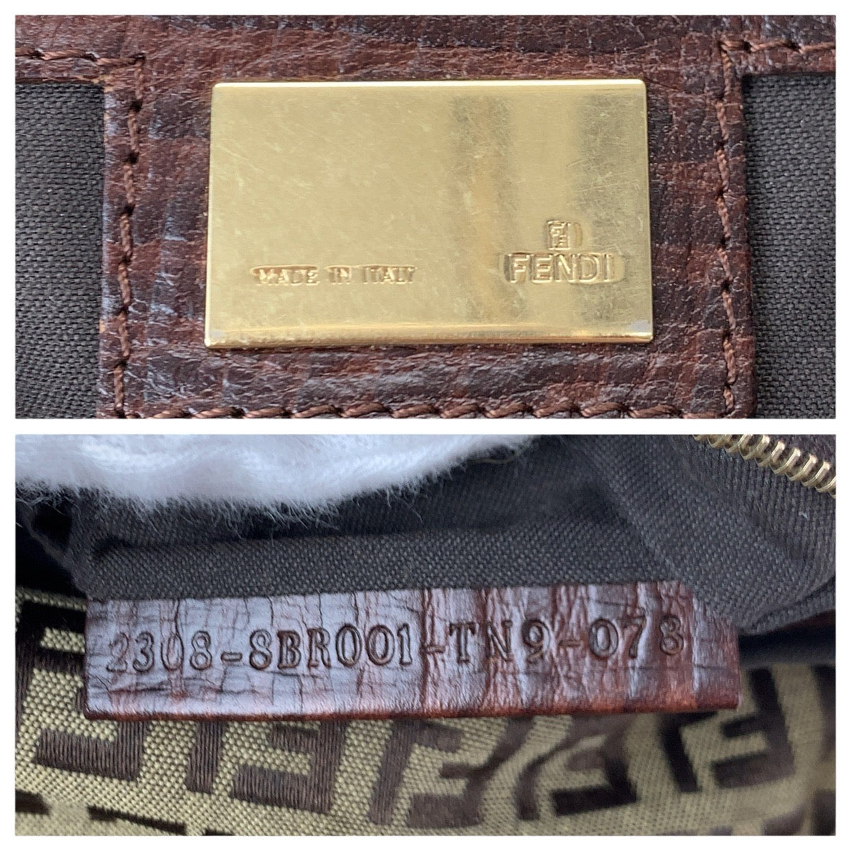23361
FENDI フェンディ ヴィンテージ ズッキーノ マンマバケット ブラウン ゴールド金具 キャンバス / レザー 8BR001 ショルダーバッグ ハンドバッグ レディース AB80