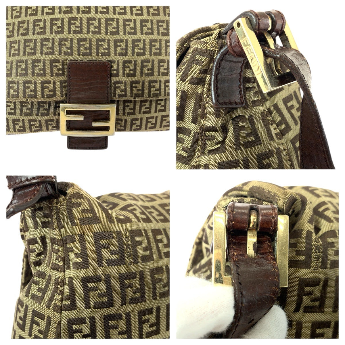 23361
FENDI フェンディ ヴィンテージ ズッキーノ マンマバケット ブラウン ゴールド金具 キャンバス / レザー 8BR001 ショルダーバッグ ハンドバッグ レディース AB80