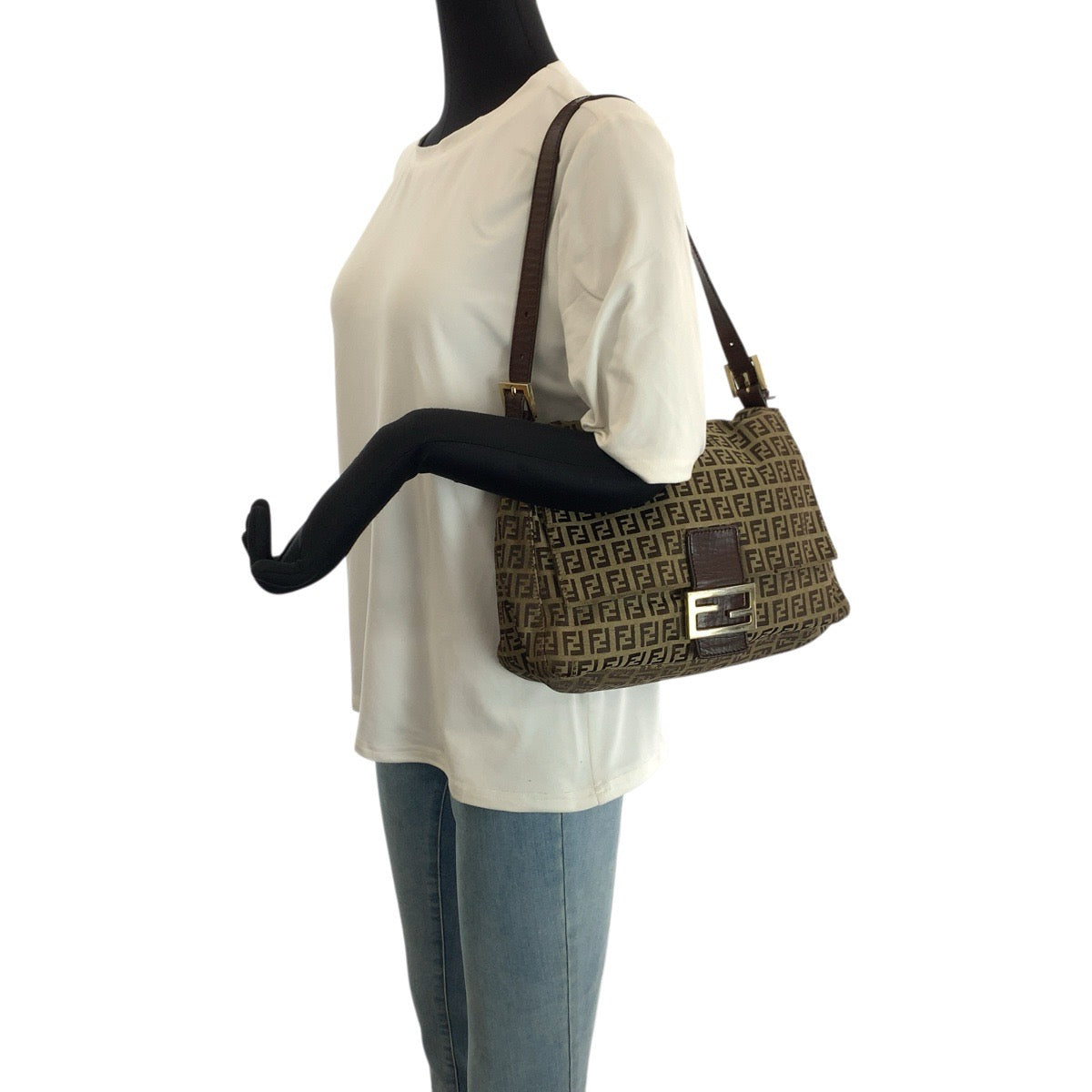 23361
FENDI フェンディ ヴィンテージ ズッキーノ マンマバケット ブラウン ゴールド金具 キャンバス / レザー 8BR001 ショルダーバッグ ハンドバッグ レディース AB80