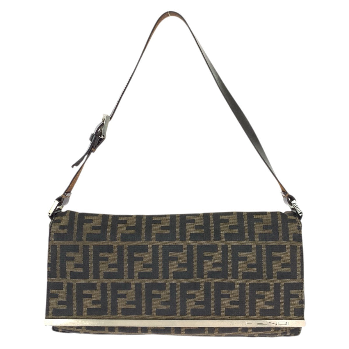 23362
FENDI フェンディ ヴィンテージ ズッカ ブラウン シルバー金具 キャンバス / レザー ショルダーバッグ ハンドバッグ レディース AB42