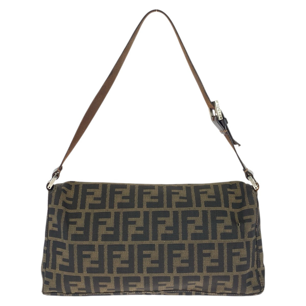 23362
FENDI フェンディ ヴィンテージ ズッカ ブラウン シルバー金具 キャンバス / レザー ショルダーバッグ ハンドバッグ レディース AB42