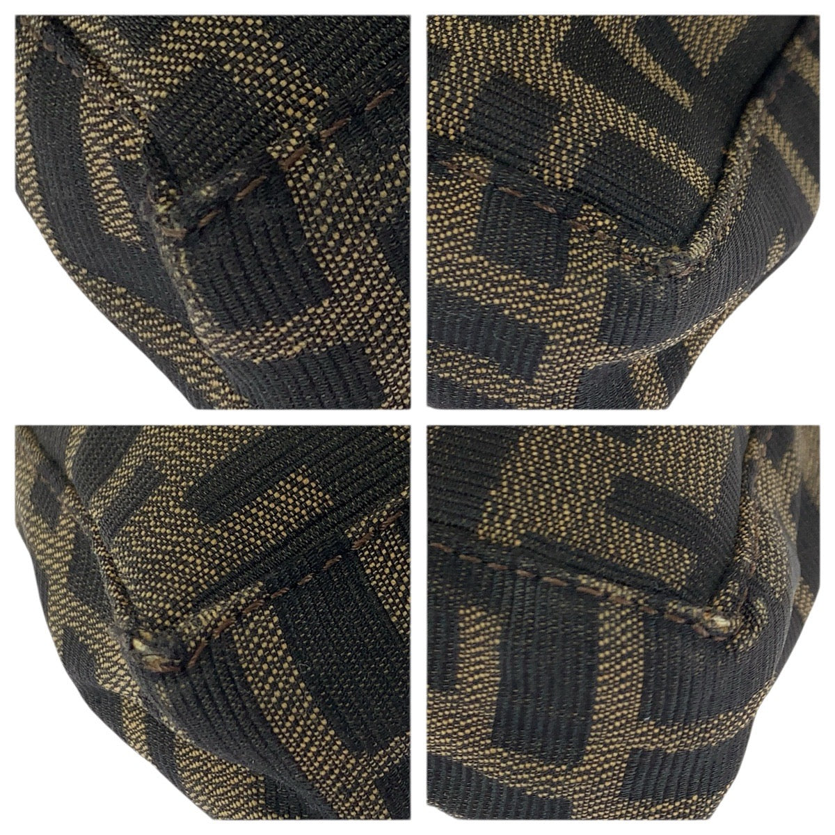 23362
FENDI フェンディ ヴィンテージ ズッカ ブラウン シルバー金具 キャンバス / レザー ショルダーバッグ ハンドバッグ レディース AB42