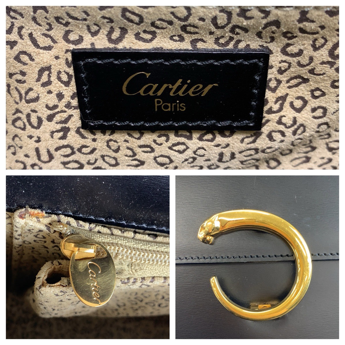 23363
CARTIER カルティエ パンテール ブラック 黒 ゴールド金具 レザー ハンドバッグ レディース A63