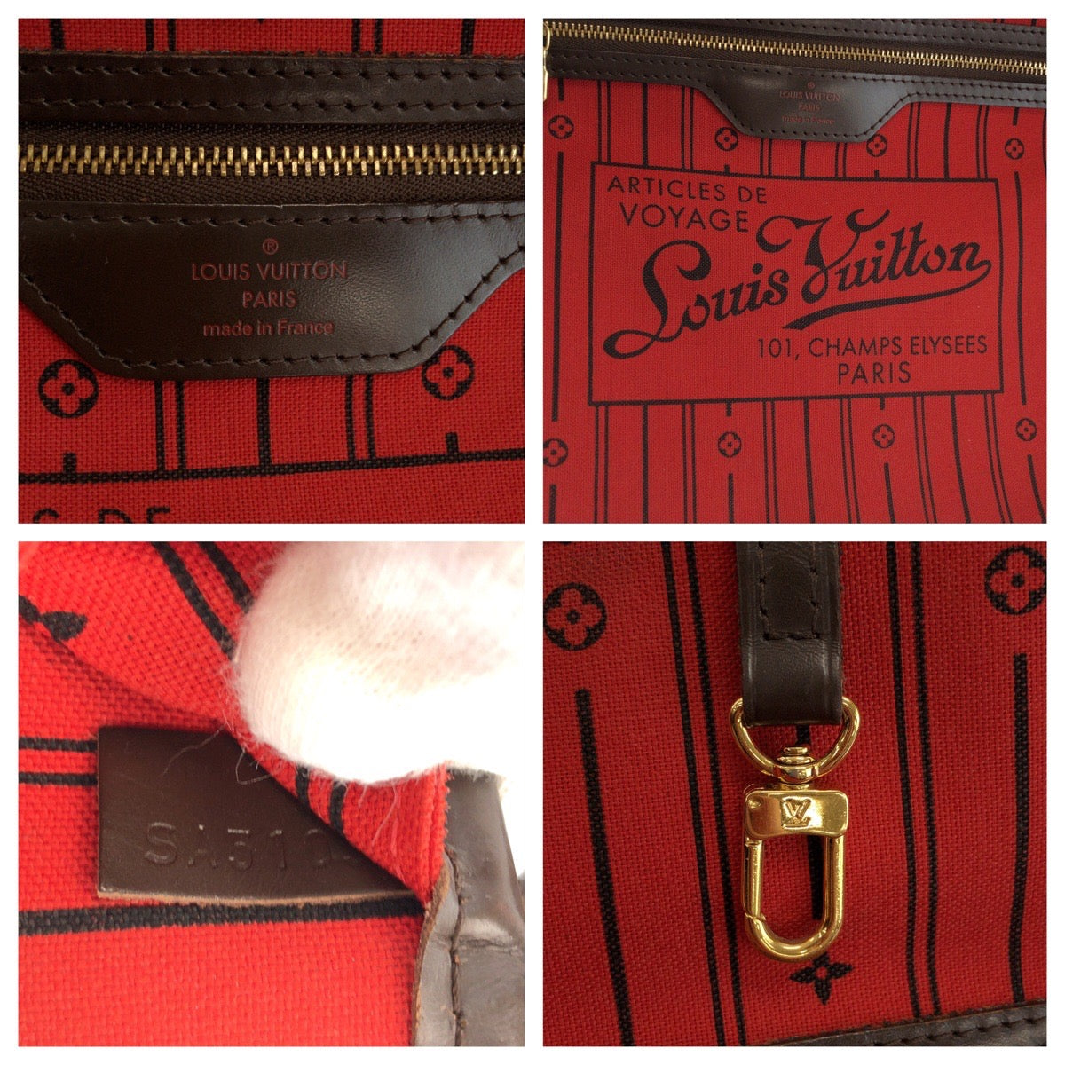 23364
LOUIS VUITTON ルイヴィトン ダミエ ネヴァーフルMM ブラウン ゴールド金具 PVC / レザー N51105 トートバッグ ショルダーバッグ レディース AB94