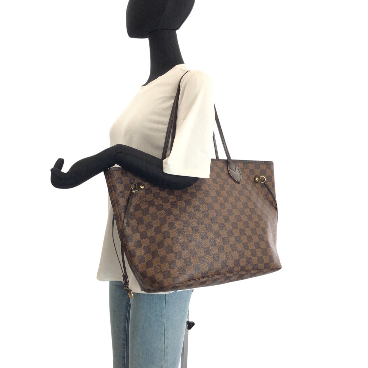 23364
LOUIS VUITTON ルイヴィトン ダミエ ネヴァーフルMM ブラウン ゴールド金具 PVC / レザー N51105 トートバッグ ショルダーバッグ レディース AB94