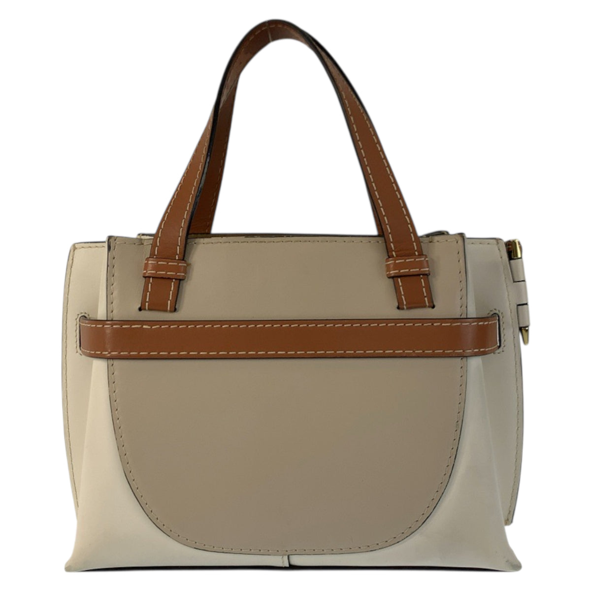 23365
LOEWE ロエベ ゲートトップハンドル ベージュ ブラウン ゴールド金具 レザー ハンドバッグ レディース AB56