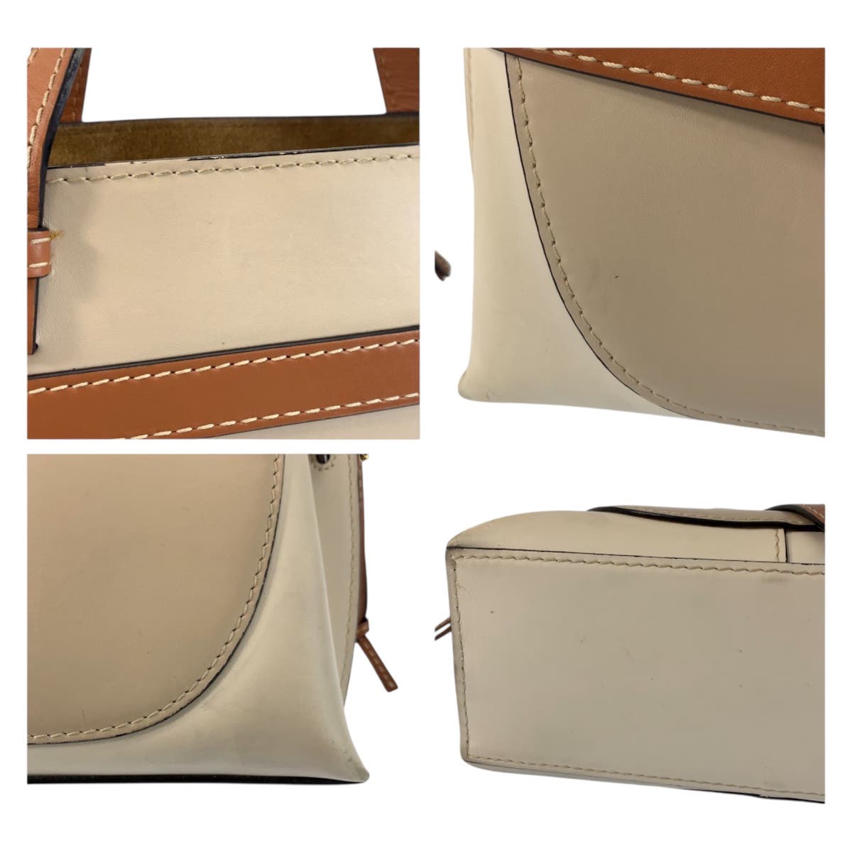 23365
LOEWE ロエベ ゲートトップハンドル ベージュ ブラウン ゴールド金具 レザー ハンドバッグ レディース AB56