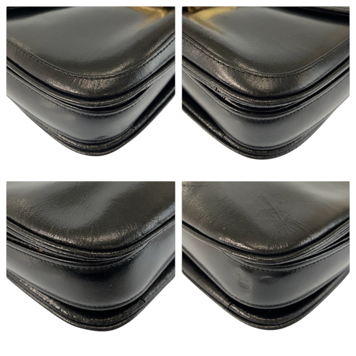 23366
CELINE セリーヌ 馬車金具 ブラック 黒 ゴールド金具 レザー ショルダーバッグ レディース AB50