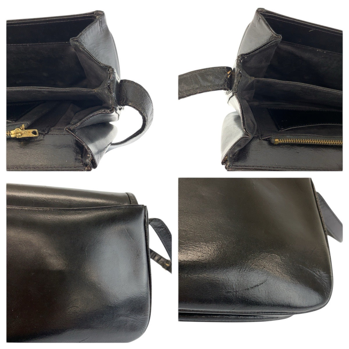 23366
CELINE セリーヌ 馬車金具 ブラック 黒 ゴールド金具 レザー ショルダーバッグ レディース AB50