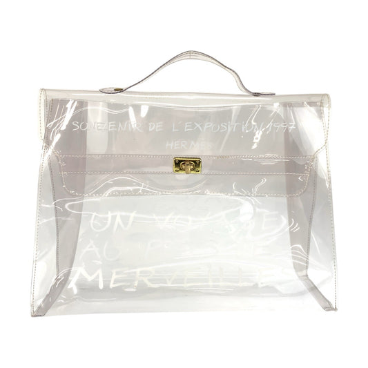23367
HERMES エルメス ビニールケリー クリア ゴールド金具 ビニール ハンドバッグ レディース ABP45