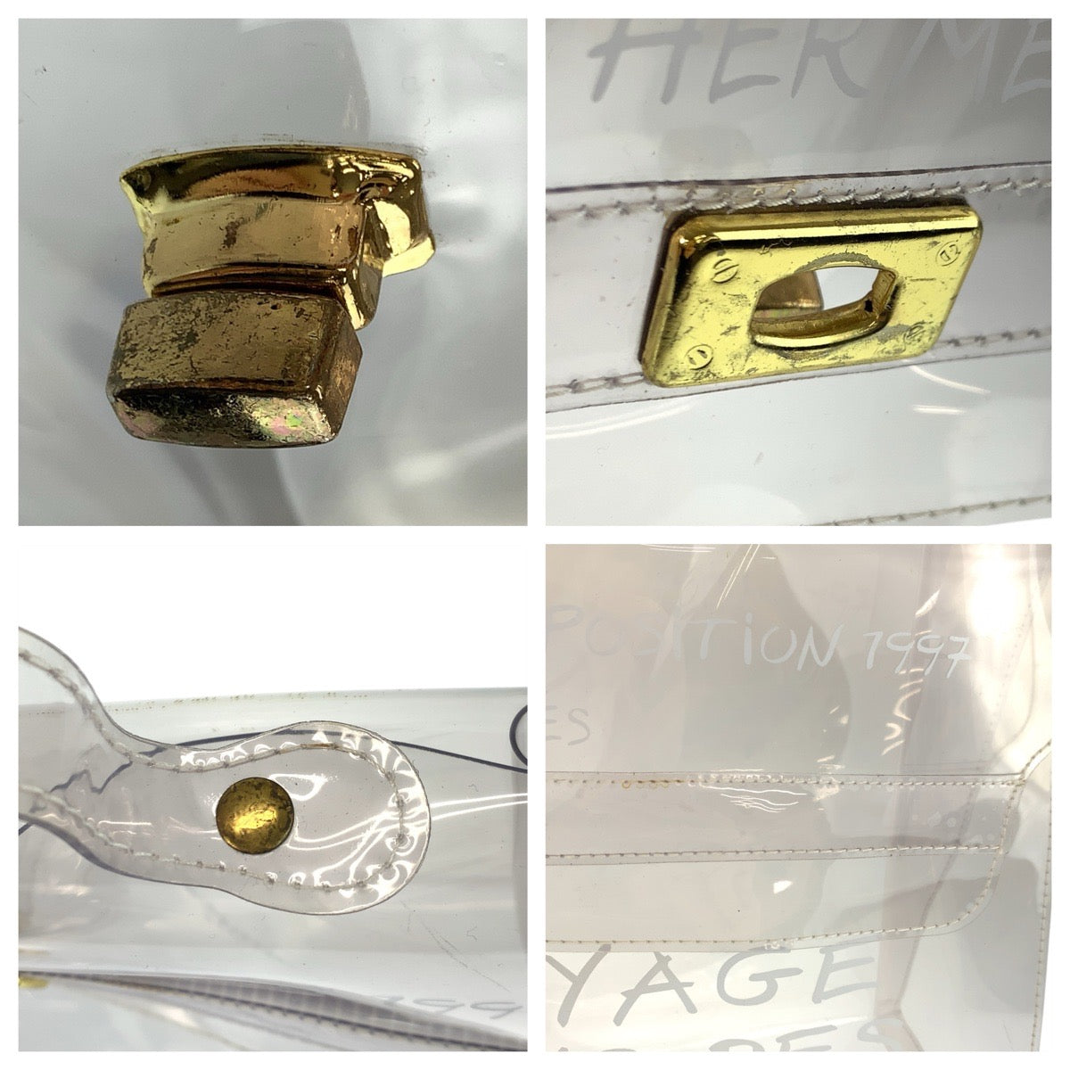 23367
HERMES エルメス ビニールケリー クリア ゴールド金具 ビニール ハンドバッグ レディース ABP45