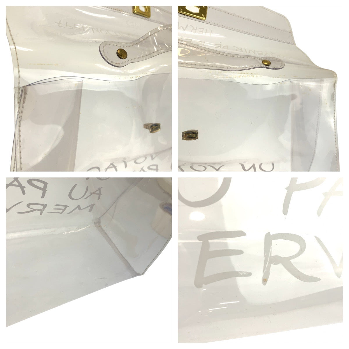 23367
HERMES エルメス ビニールケリー クリア ゴールド金具 ビニール ハンドバッグ レディース ABP45