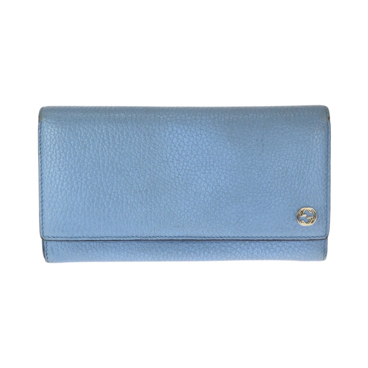 23371
GUCCI グッチ インターロッキングG コンチネンタル ライトブルー ゴールド金具 レザー 449279 長財布 ロングウォレット レディース AB16