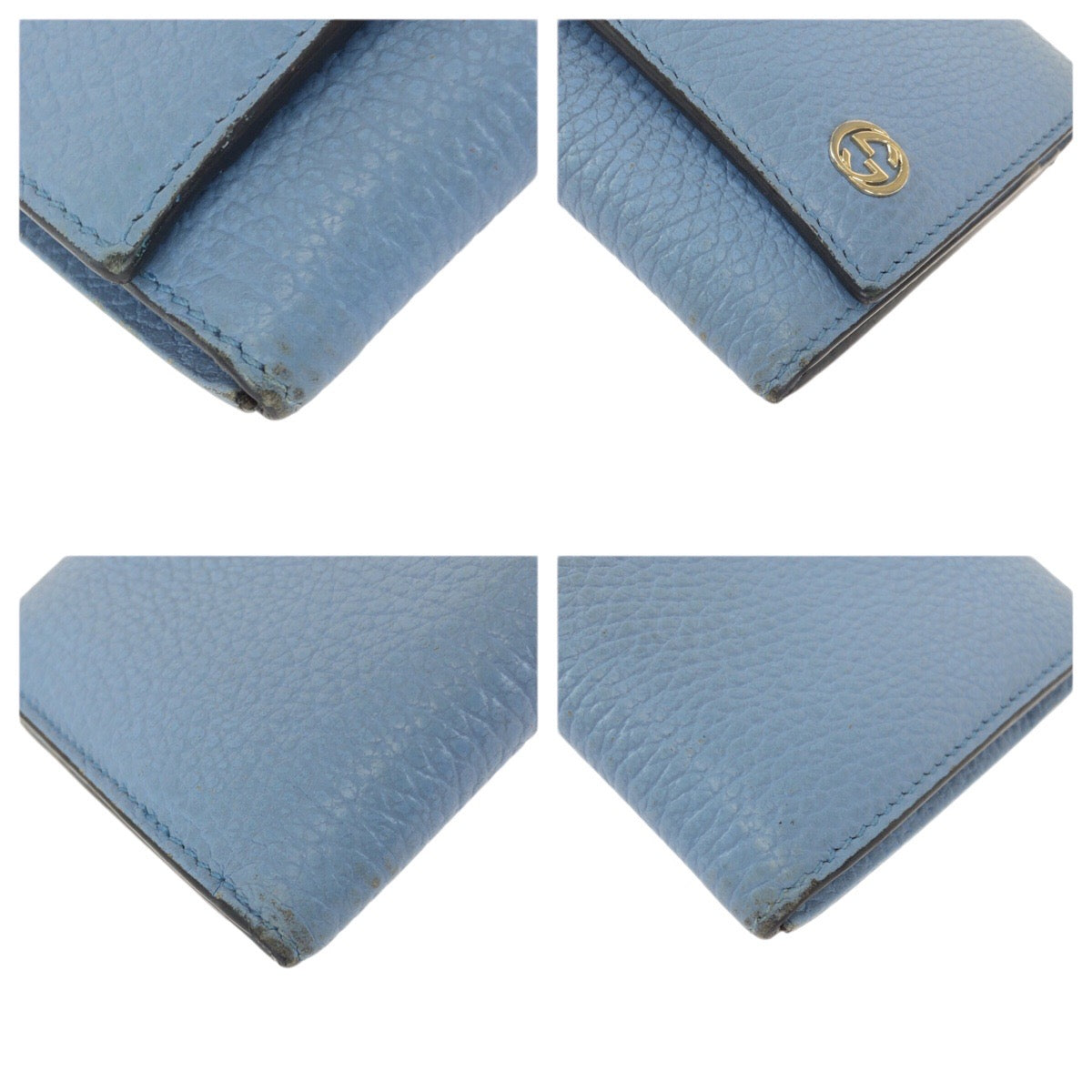 23371
GUCCI グッチ インターロッキングG コンチネンタル ライトブルー ゴールド金具 レザー 449279 長財布 ロングウォレット レディース AB16