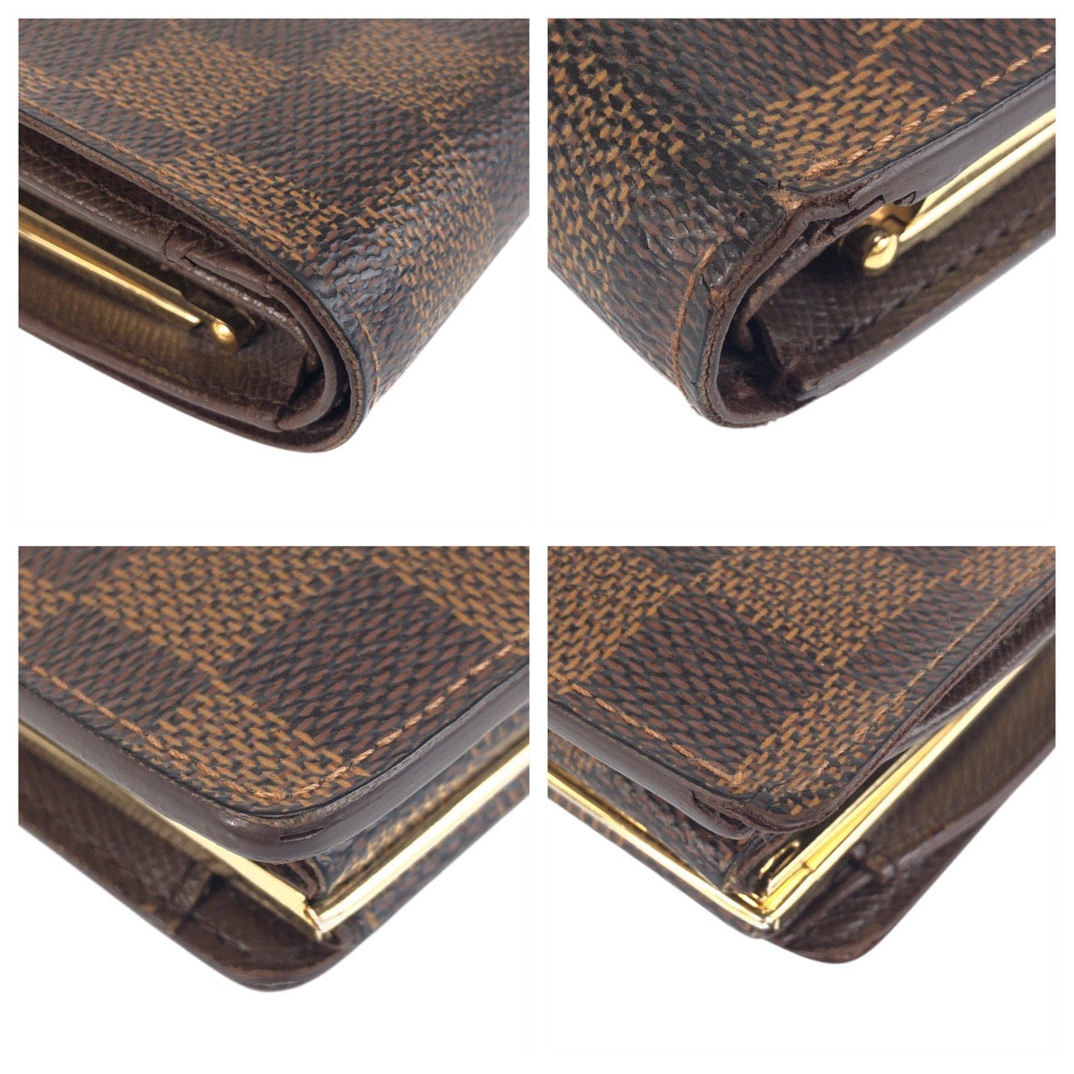 23372
LOUIS VUITTON ルイヴィトン ダミエ ポルトモネ ヴィエノワ ブラウン ゴールド金具 PVC N61664 折り財布 コンパクトウォレット レディース AB18