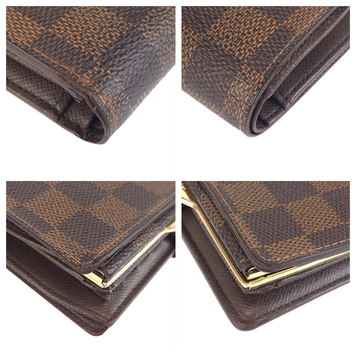 23372
LOUIS VUITTON ルイヴィトン ダミエ ポルトモネ ヴィエノワ ブラウン ゴールド金具 PVC N61664 折り財布 コンパクトウォレット レディース AB18