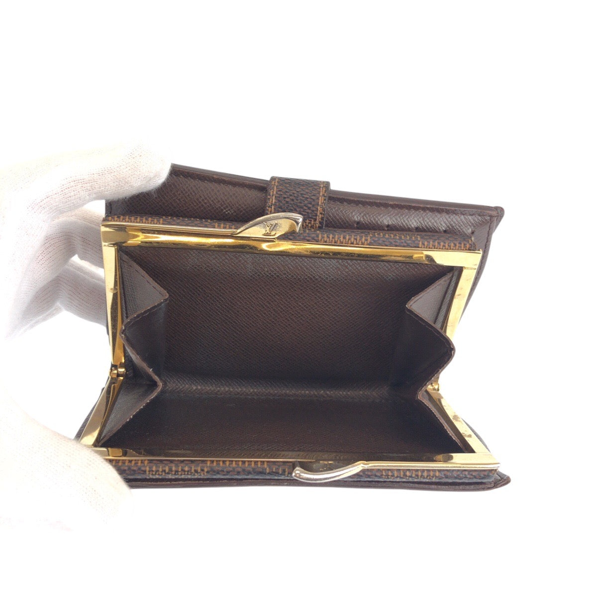 23372
LOUIS VUITTON ルイヴィトン ダミエ ポルトモネ ヴィエノワ ブラウン ゴールド金具 PVC N61664 折り財布 コンパクトウォレット レディース AB18