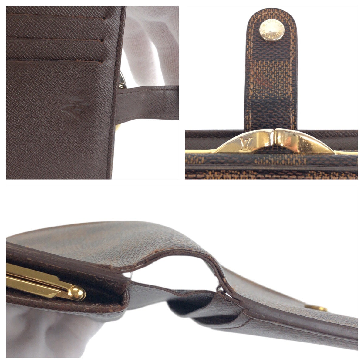 23372
LOUIS VUITTON ルイヴィトン ダミエ ポルトモネ ヴィエノワ ブラウン ゴールド金具 PVC N61664 折り財布 コンパクトウォレット レディース AB18