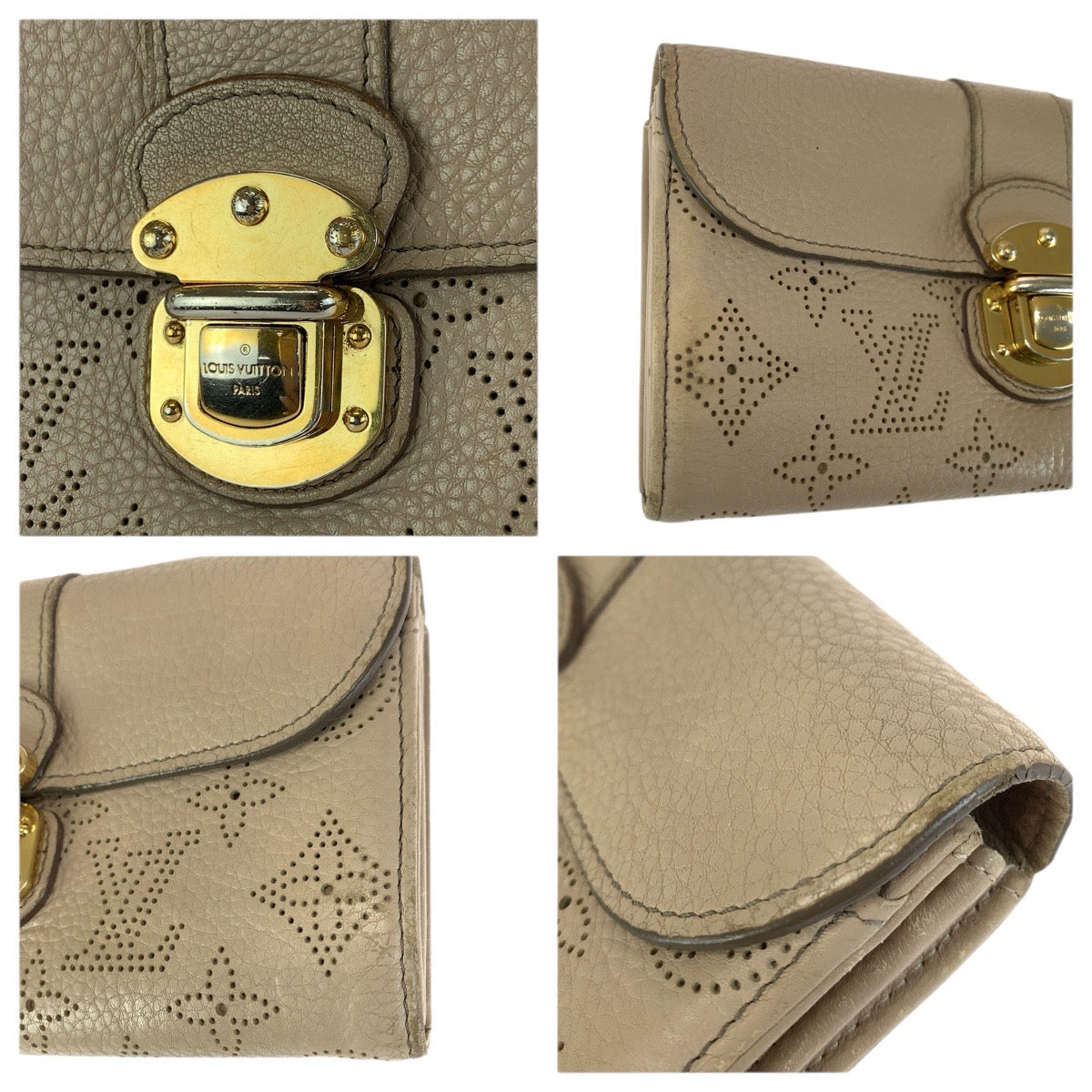 23373
LOUIS VUITTON ルイヴィトン モノグラム マヒナ ポルトフォイユ イリス ベージュ ゴールド金具 レザー M58139 長財布 ロングウォレット レディース AB21