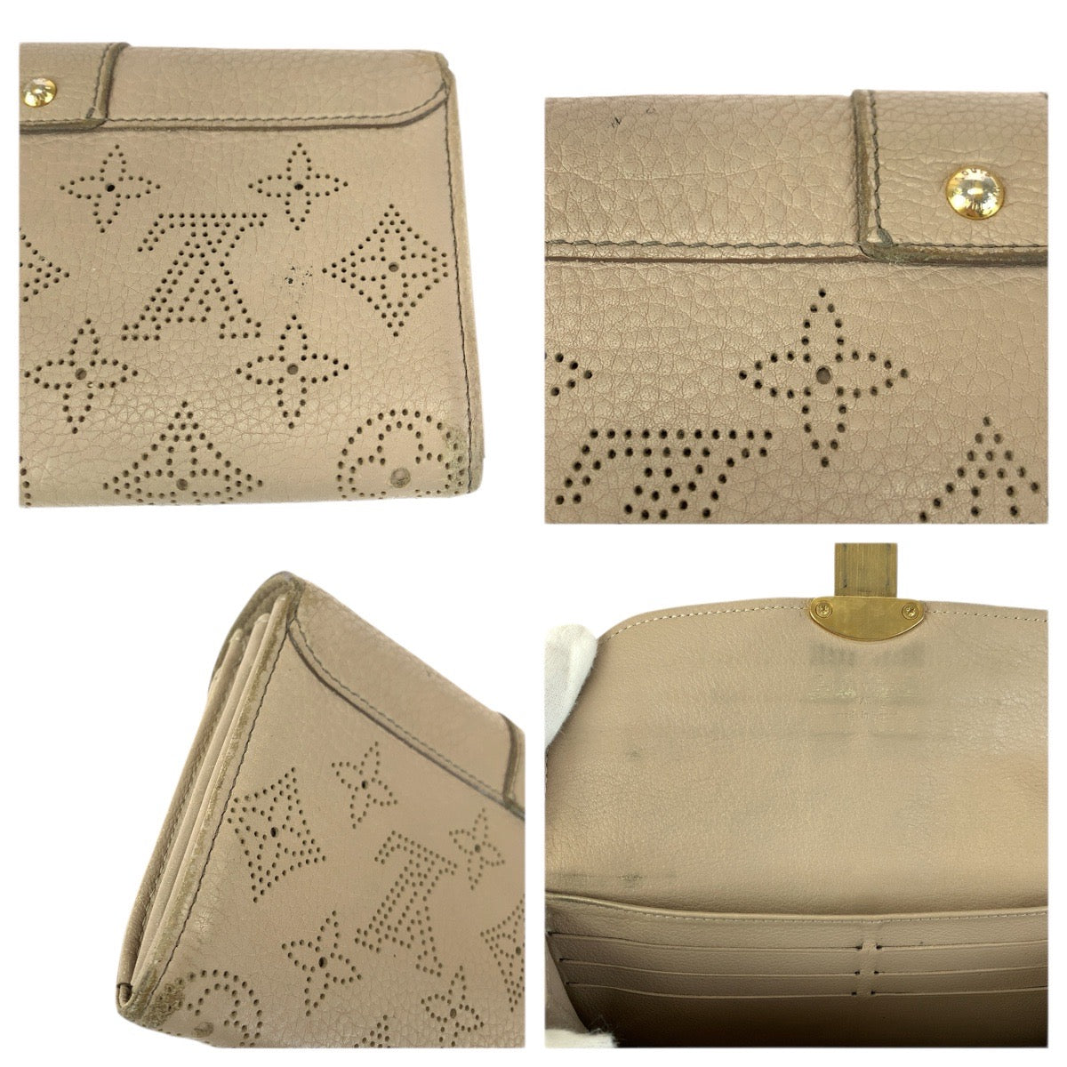 23373
LOUIS VUITTON ルイヴィトン モノグラム マヒナ ポルトフォイユ イリス ベージュ ゴールド金具 レザー M58139 長財布 ロングウォレット レディース AB21