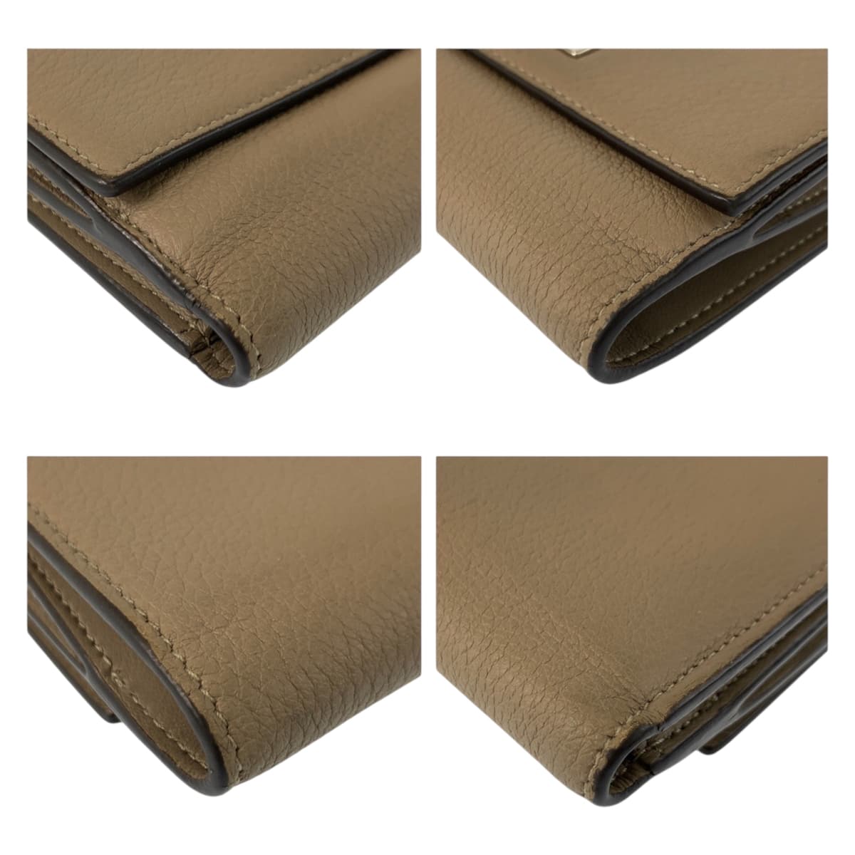 23374
FENDI フェンディ セレリア ピーカブー ベージュ シルバー金具 レザー 8M0438 折財布 コンパクトウォレット レディース ABP21