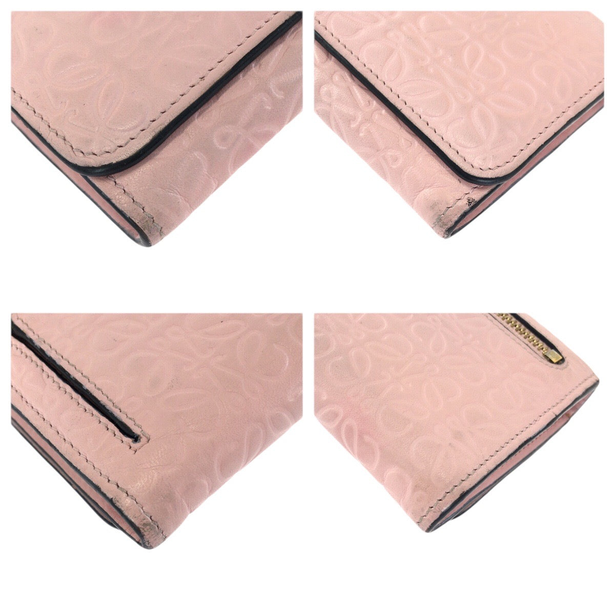 23375
LOEWE ロエベ アナグラム ピンク ゴールド金具 レザー 長財布 ロングウォレット レディース ABP21
